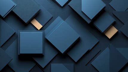 Fototapeta premium Abstract dark blue geometric shapes overlapping background texture
