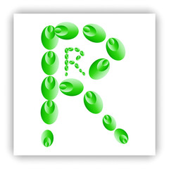 Realistic r letter with plants