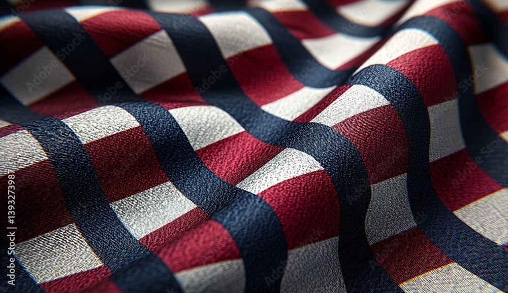 Aufkleber elegant close up of a waving red and white checkered textile bringing depth and texture to life : ge