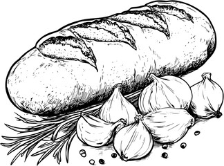 Garlic Bread coloring book vector design, Garlic Bread vector illustration