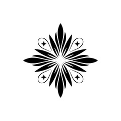 Elegant Black Floral Ornament on White Background