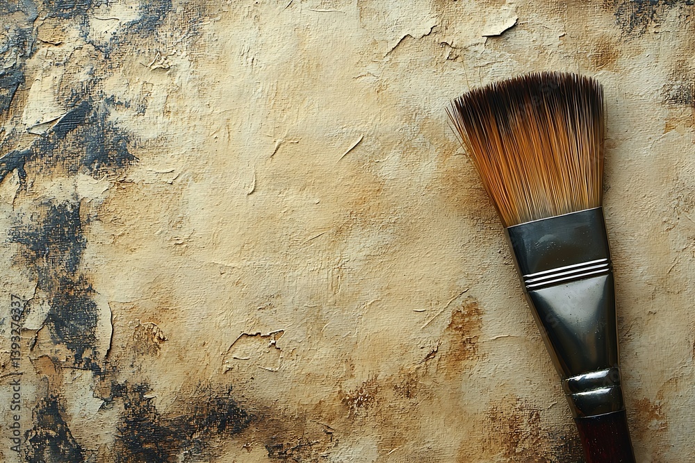 Poster artistic brush on textured canvas background creative process and fine art photography still life fo