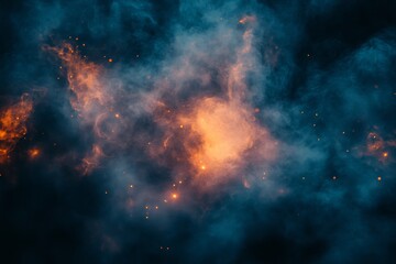 Fototapeta premium Abstract cloud formation with colorful space nebula pattern in night sky