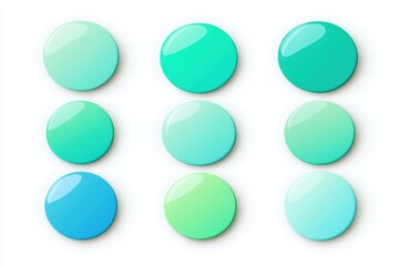 Nine circles on white plane isolated on white background