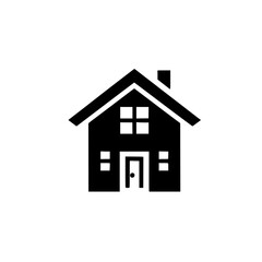 Minimalist Black House Icon on White Background