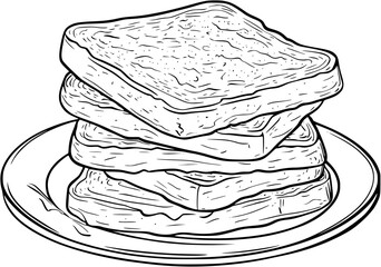 French Toast coloring book vector design, French Toast vector illustration