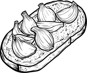 Garlic Bread coloring book vector design, Garlic Bread vector image