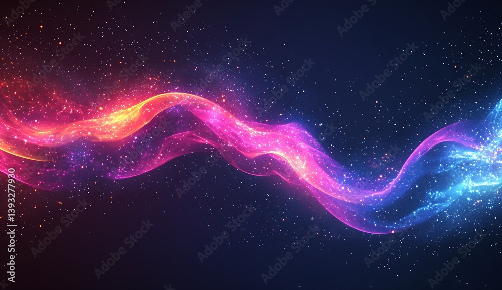 Poster ethereal trails of light and color in a spectacular cosmic digital artwork : generative ai