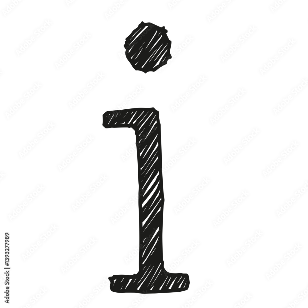 Wall mural hand-drawn info symbol icon for creative or informal help section in ui design