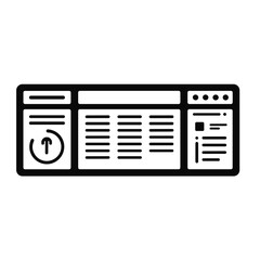 Fototapeta premium Minimalist dashboard interface icon showing panel layout for user system overview