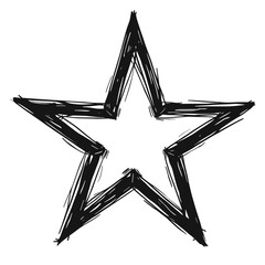Hand-drawn star icon sketched symbol for rating favorite and bookmark ui