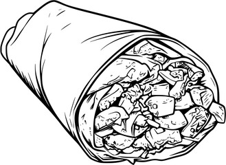 Southwest Chicken Wrap coloring book vector design, Southwest Chicken Wrap vector graphic