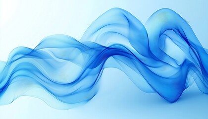 Soft and airy transparent blue waves flow gracefully through a light background ideal for artistic projects : Generative AI