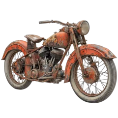 Fototapete Rare antique motorbike isolated on white background.PNG © AMPSTUDIO