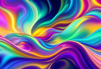 Obraz premium Abstract iridescent waves and curves in vibrant gradient colors creates a visually stunning backdrop.