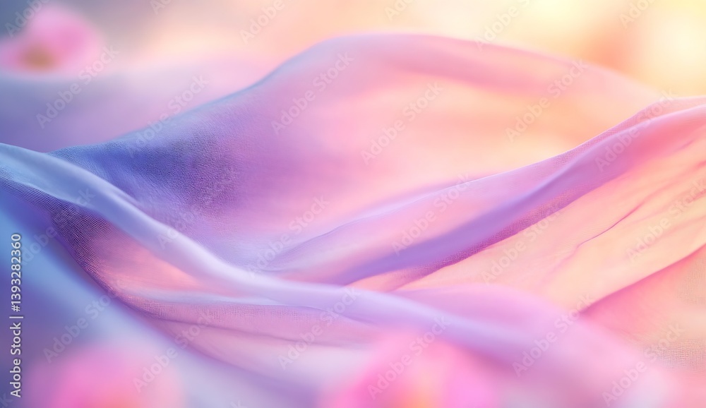 Poster delicate flowing soft fabric textures in pastel colors layered to create a soothing ambiance : gener