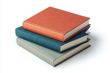Stack of three closed books isolated on white background