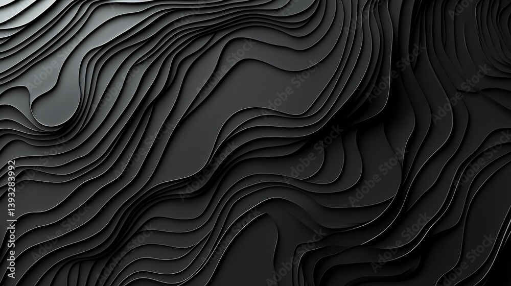Leinwandbilder abstract black wavy layers background minimalist dark texture modern art design geometric pattern el