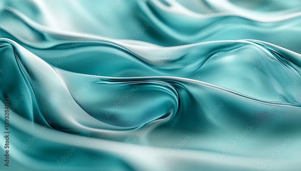Aufkleber Mesmerizing waves of aqua colors and soft textures creating a serene abstract backdrop : Generative AI