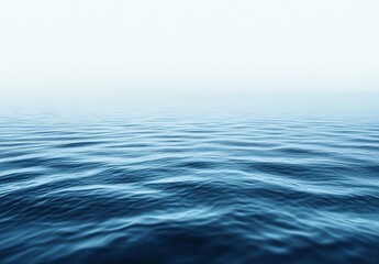 Obraz premium Serene Ocean Vista with Gentle Ripples and a Misty Horizon Calmness and Tranquility Blue Water Background : Generative AI