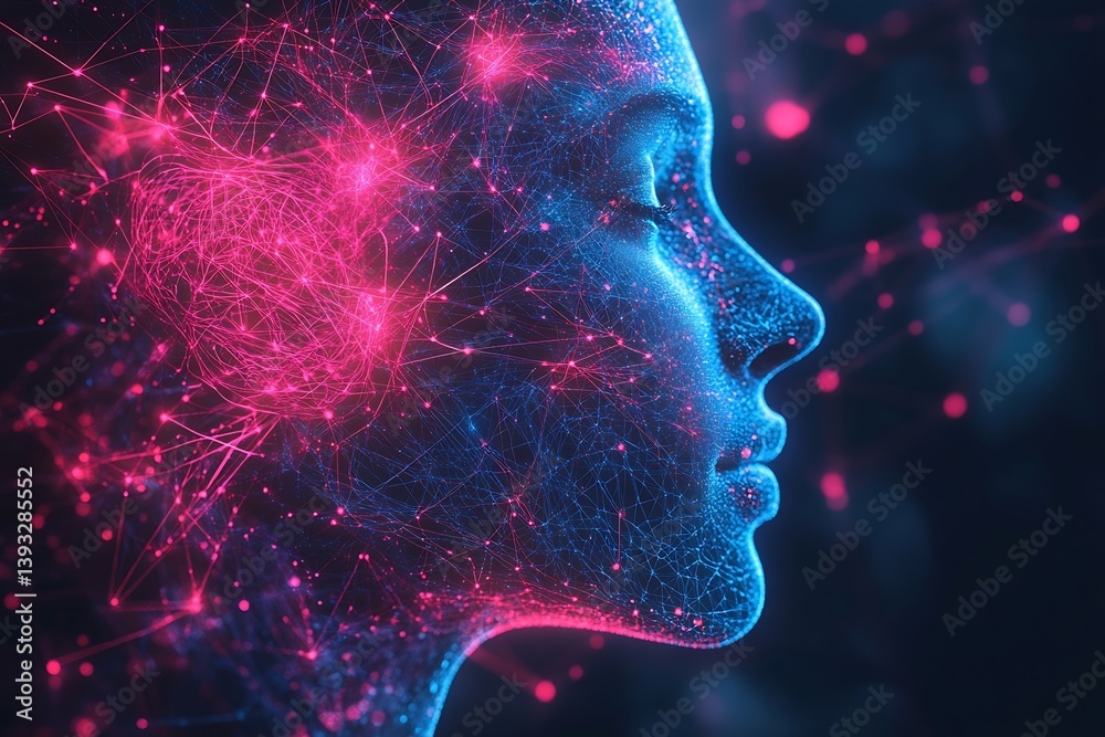 Poster Abstract Neural Network and Artificial Intelligence Concept. Digital Brain Machine Learning and Future Technology Theme : Generative AI