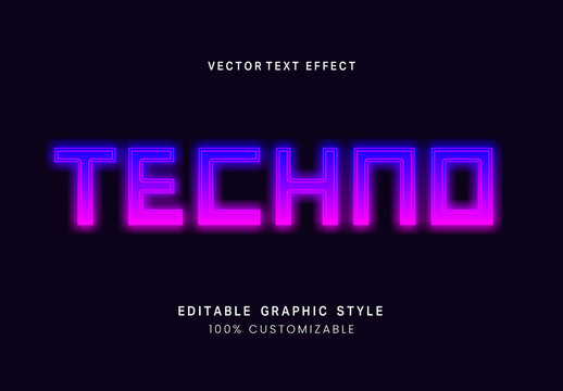 Purple And Pink Neon Font Futuristic Digital Gradient Text Effect
