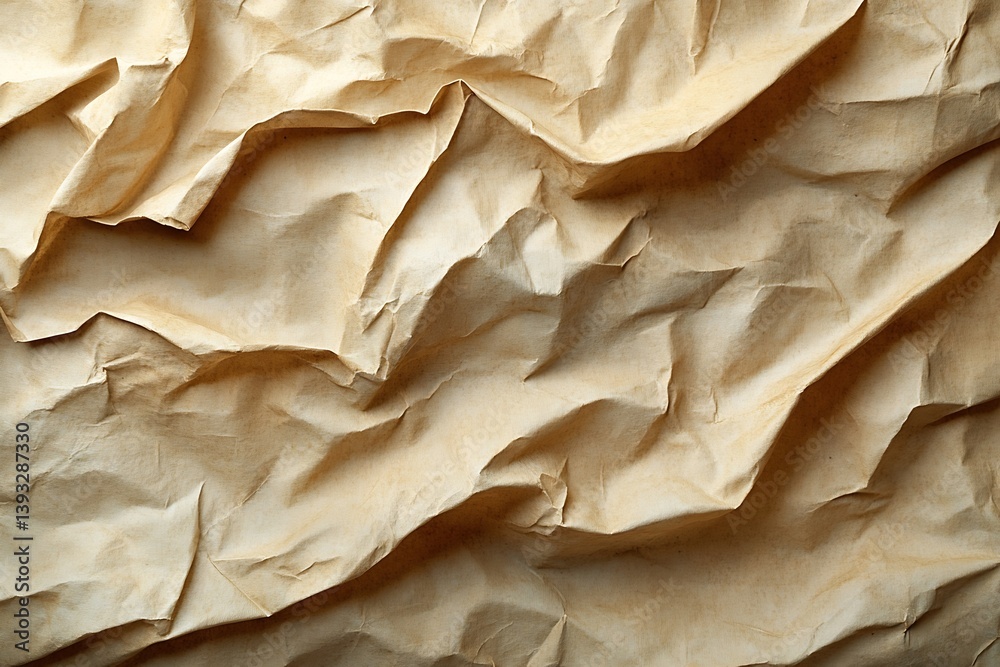 Aufkleber textured beige crumpled paper close up ideal for backgrounds overlays and natural organic design ele
