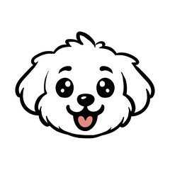 Vector logo for Cute Dog. A minimalist outline of a cute dog face, featuring simple lines and a soft, neutral color scheme with editable stroke.