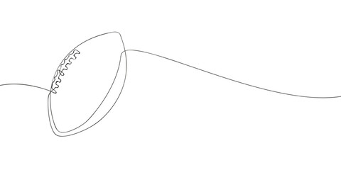 Minimalist one-line drawing of an American football, symbolizing sports, teamwork, and competition in a modern, abstract, and artistic style.