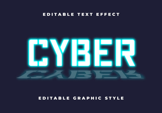 Cyan Neon Cyber Font Glowing Bold Digital Text Effect
