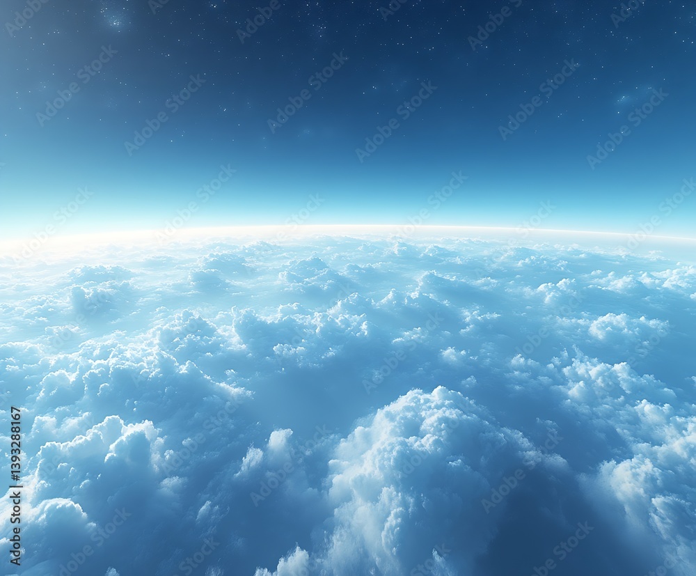 Poster aerial view of clouds and blue sky from above the atmosphere serene and peaceful landscape : generat