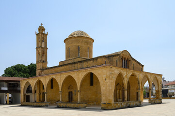 Fototapeta premium Historic stone architecture of Selimiye Mosque in the heart of Nicosia, Cyprus, under the bright summer sky