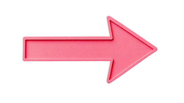 Directional right arrow isolated on black background, cut out transparent