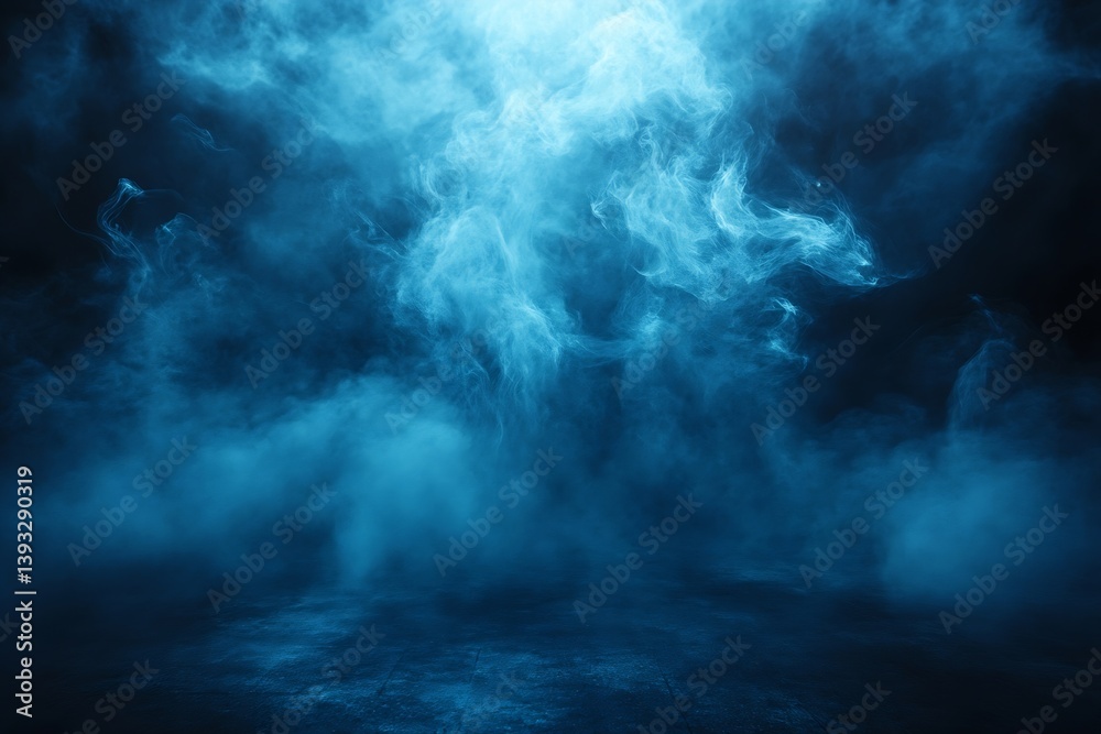 Aufkleber ethereal blue smoke rising in dark space abstract misty background for fantasy and scifi concepts : 