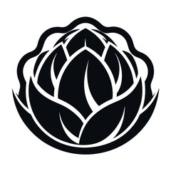 Cabbage Vector Silhouette – Black Vegetable Icon for Farm