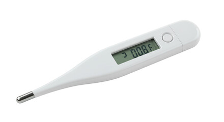Isolated Digital Thermometer Displaying 100.8 Degrees Fahrenheit