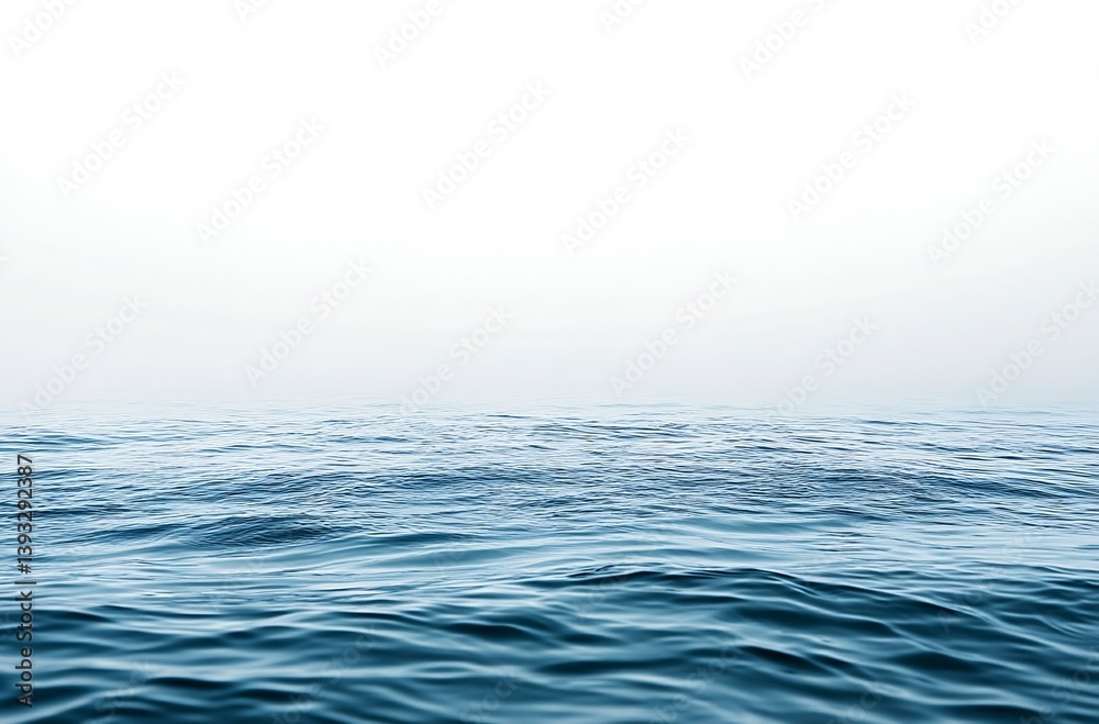 Poster calm ocean water surface with misty sky minimalist nature scene for peaceful background and tranquil