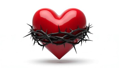 Heart of Sacrifice: A Red Heart Wrapped in a Crown of Thorns  
