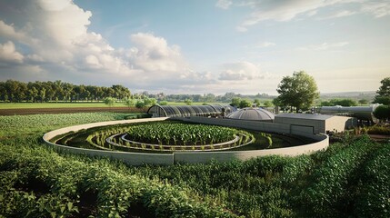 A village with a beautiful lawn with a high angle view
