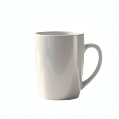 Plain White Ceramic Coffee Mug with Handle Isolated on White Background

