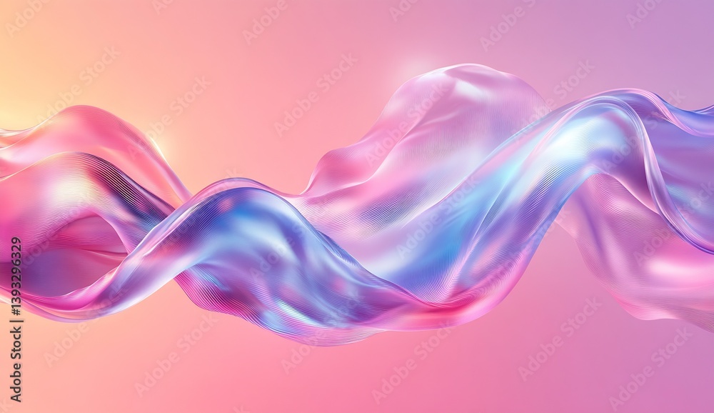 Leinwandbilder soft ribbons of pastel satin fabric undulating in a beautiful harmony of colors and light creating a