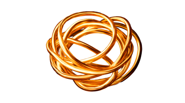 Golden rings intertwine, abstract glow, light painting, vibrant, cut out transparent