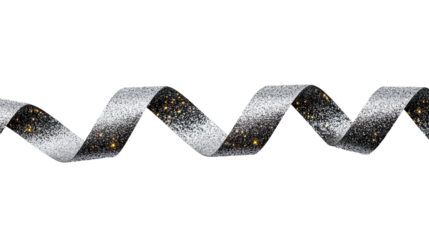 Silver decorative ribbon with sparkles, cut out transparent