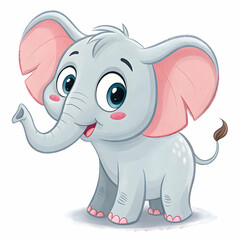 Fototapeta premium Cute simple elephant cartoon isolated
