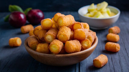 Tater Tots: Small, crispy, deep-fried potato cylinders, often served as a side dish or snack