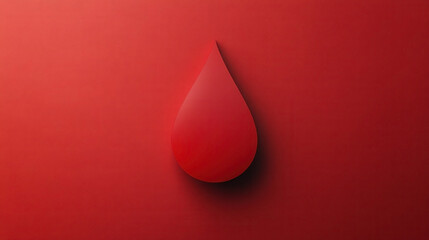 Obraz premium A paper droplet shaped like blood rests on a vibrant red surface, symbolizing conditions such as anemia and leukemia.