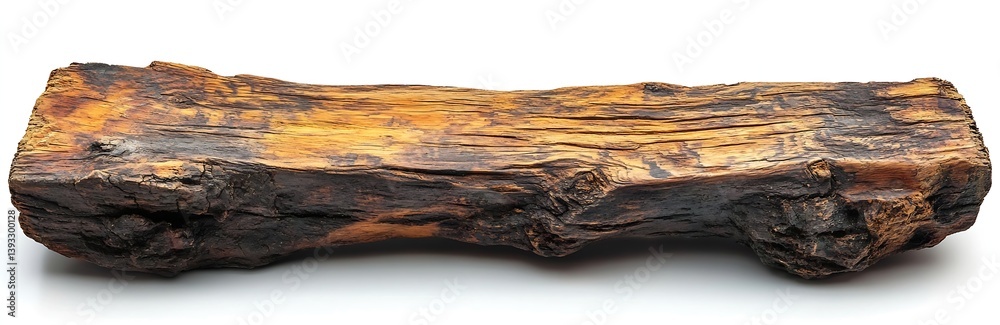 Poster Isolated Weathered Log Showing Rich Texture and Decay Nature Detail for Background Material : Generative AI