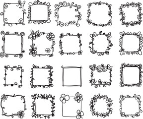 set of doodle sketch abstract frames