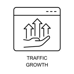 Vector for Traffic Growth. A symbol showcasing the potential of increasing online traffic and visibility through marketing efforts with editable stroke.