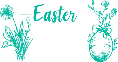 Obraz premium set of doodle sketch of Easter concept